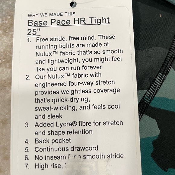 Base Pace HR Tight 25” Lululemon Leggings Women Sizing US Size 16 - Picture 7 of 7